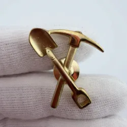 Crossed Shovel and Miner's Pickaxe Tie Tack Pin - M Jent
