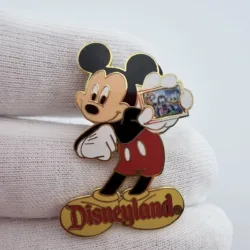 2002 Disneyland Mickey Mouse Holding Picture Lapel Pin