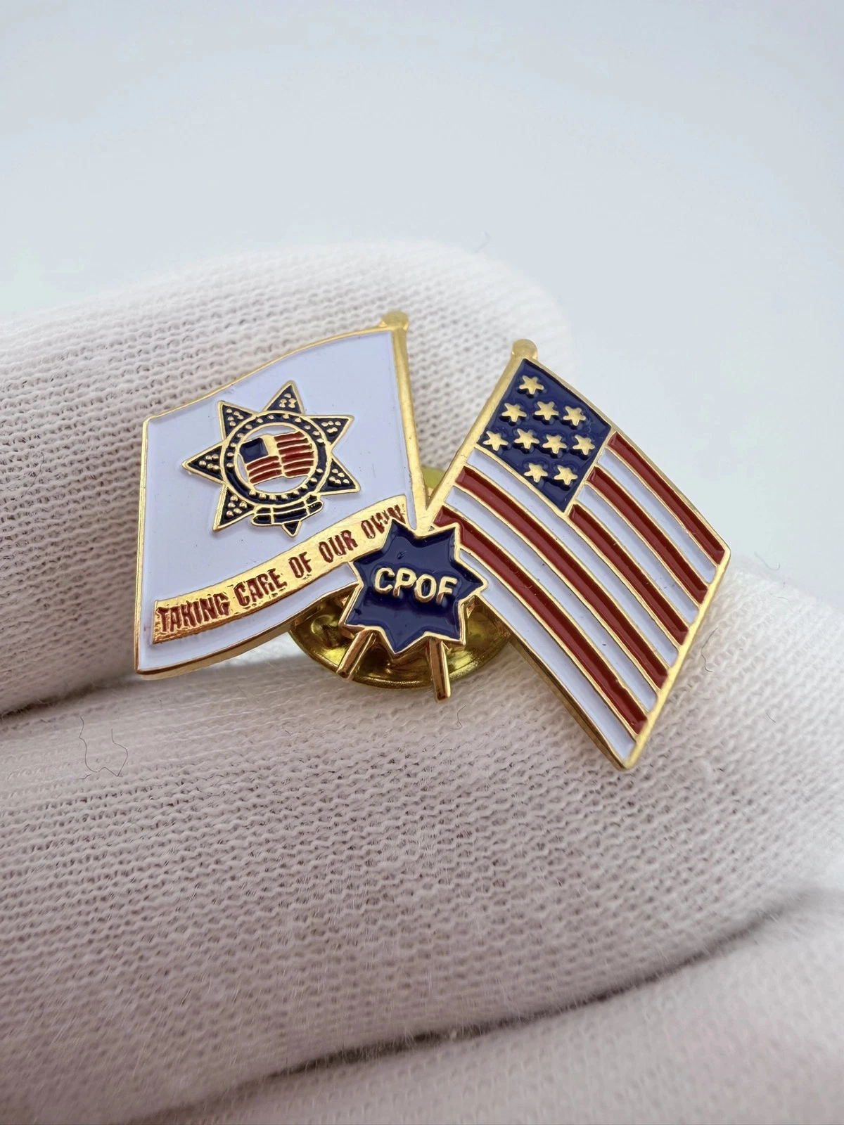 CPOF Correctional Peace Officers Foundation Taking Care of Our Own Flag Pin - Image 2