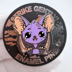 Strike Gently Bat Enamel Lapel Pin - Damage