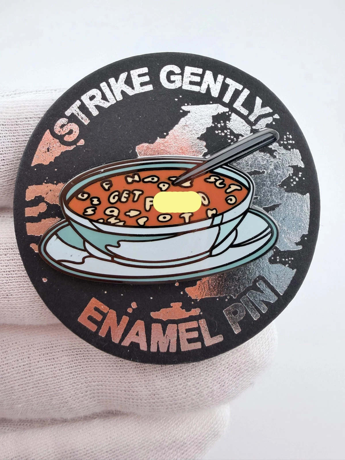 Strike Gently Get F***ed Bowl Of Alphabet Soup Lapel Pin - Dual Clasp - Adult