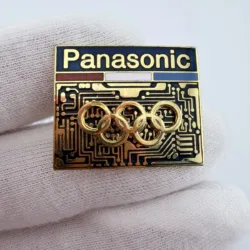 Patriotic Panasonic Olympic Rings Games Lapel Pin