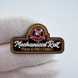Mechanical Rat Pizza & Child Casino Lapel Pin - Flaws
