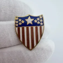 Patriotic Flag Crest Pin Brooch - Open Style Clasp - Wallace Shop