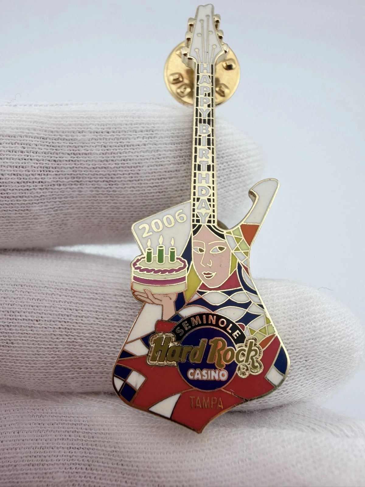 2006 Seminole Hard Rock Hotel & Casino Tampa Happy Birthday Guitar Pin - Image 2