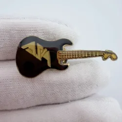 Vintage Asia Rock Group Black Guitar Lapel Pin