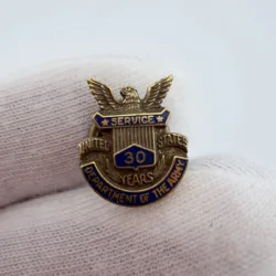 Department Of the Army 30 Years Service Screwback Pin - 1/10 10K GF