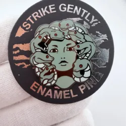 Strike Gently Medusa Head Lapel Pin - Dual Clasp