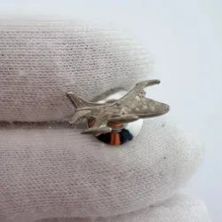 Vintage Sterling Silver Aircraft Lapel Tie Pin - H Diamond Hallmark SS