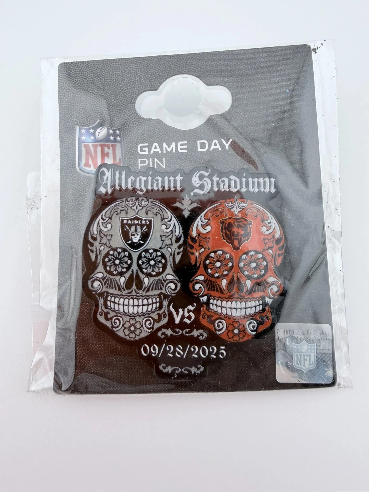 Allegiant Stadium Raiders vs. Bears 2025 Game Day Skull Pin
