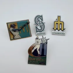 4 Seattle Mariners Lapel Pins - Griffey, Starbucks, Edgar Martinez