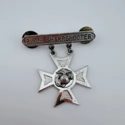 USMC Marine Corps Rifle Sharpshooter Badge - H&H - 1/20 Silver Fill - SER 397