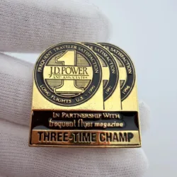 J.D. Power Long Haul Flights Three-Time Champ Pin - Continental Airlines