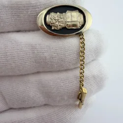 Jet Airplane Engine Tie Tack Pin with Chain