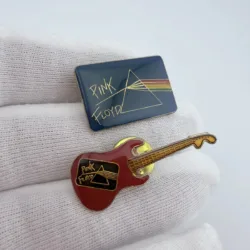 Vintage Pink Floyd Dark Side Of The Moon Lapel Pin + Guitar Pin