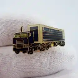 Vintage Semi Trucker Lapel Hat Pin - Dark Blue and White Gray